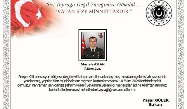 Pençe-Kilit Operasyon Bölgesinden Acı Haber